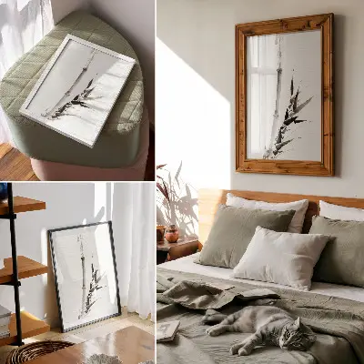 Plakát vintážní motiv bambusu v japonském stylu Ukiyo-e od Kacušiky Hokusaie