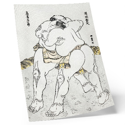 Plakát Zápasníci sumo od Katsushiki Hokusai (1760–1849), vintage japonský dřevotisk
