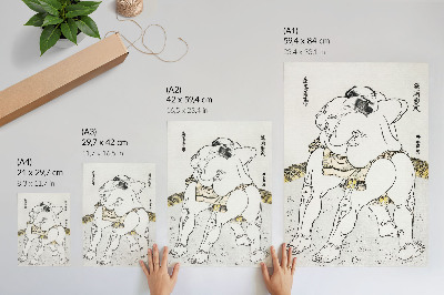 Plakát Zápasníci sumo od Katsushiki Hokusai (1760–1849), vintage japonský dřevotisk