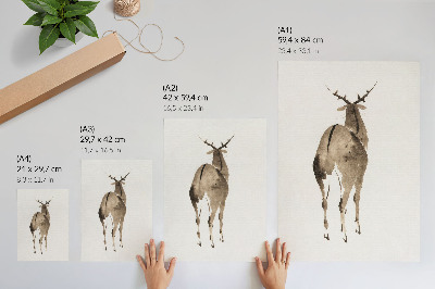 Plakát na zeď Katsushiki Hokusai's Deer (1904), vintage zvířecí ilustrace