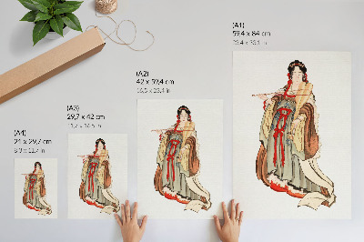 Plakátový obraz Benten (Bohyně lásky) (18. – 19. století), ilustrace japonské ženy z doby kamenné od Kacušiky Hokusaie