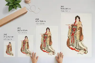 Plakátový obraz Benten, bohyně lásky z 18. až 19. století, ilustrace japonské ženy od Kacušiky Hokusaie
