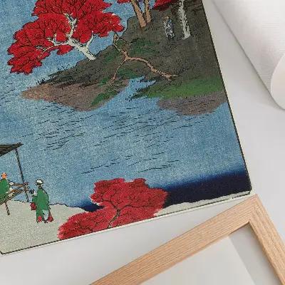 Plakát Podzim v chrámu Akiba v Ukiji starožitný japonský tisk od Utagawy Hirošigeho z roku 1857