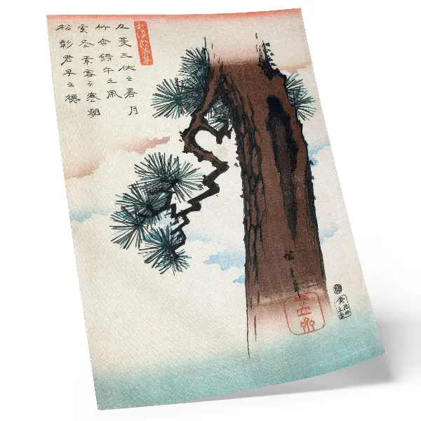 Dekorativní plakát Japonská borovice reprodukce díla Utagawy Hiroshige z let 1842-1843 ve stylu Ukijo-e