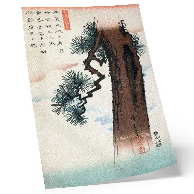 Dekorativní plakát Japonská borovice reprodukce díla Utagawy Hiroshige z let 1842-1843 ve stylu Ukijo-e