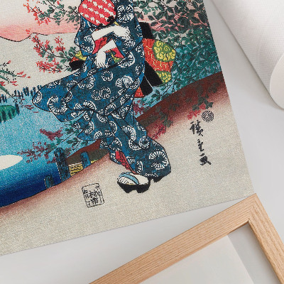 Nástěnný plakát Japonka (1844-1846), vintage dřevoryt od Utagawy Hiroshige