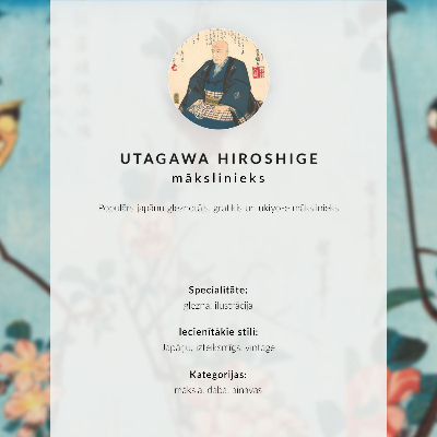 Plakát na zeď Košíkářské práce od řemeslníka Ičidy Šóšičiró z Naniwy (1819), historický japonský dřevotisk od Utagawy Hirošigeho