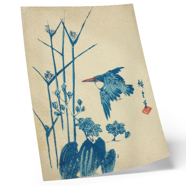 Nástěnný plakát Ledňáček říční a monochory od Utagawy Hiroshige