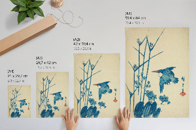 Nástěnný plakát Ledňáček říční a monochory od Utagawy Hiroshige