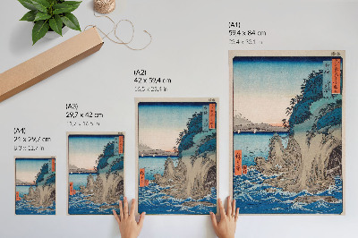 Plakát na zeď Vchod do jeskyně na ostrově Enoshima v provincii Sagami, č. 15, od Utagawy Hiroshige
