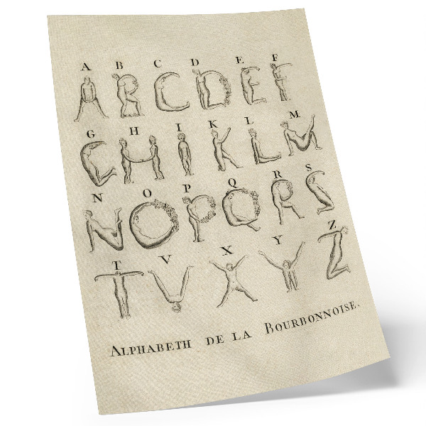 Plakátový obraz Nahá abeceda; Abeceda de la Bourbonnoise (1790)