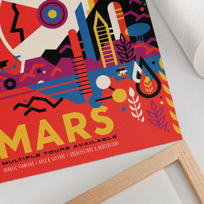 Nástěnný plakát Plakát propagující fiktivní vesmírnou cestu na planetu Mars.