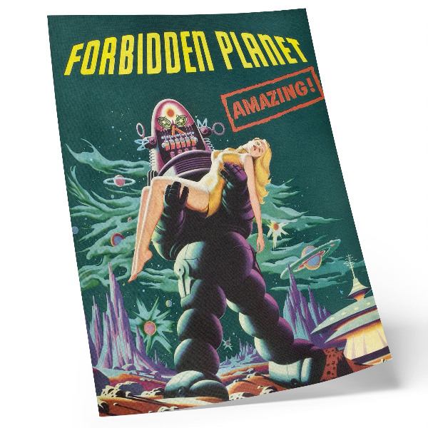 Dekorativní plakát Kino plakát k filmu Zakázaná planeta s Robbym Robotem (1956)