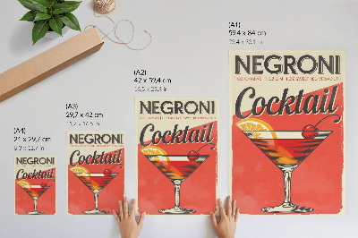 Dekorativní plakát Koktejl Negroni s citronem a třešní