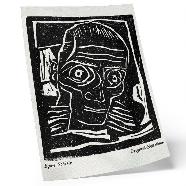 Plakátový obraz „Die Aktion“, ročník 6, č. 39/40 (1916), abstraktní ilustrace hlavy od Egona Schieleho