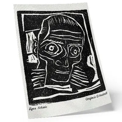 Plakátový obraz Die Aktion, ročník 6, č. 39/40 abstraktní ilustrace hlavy od Egona Schieleho z roku 1916