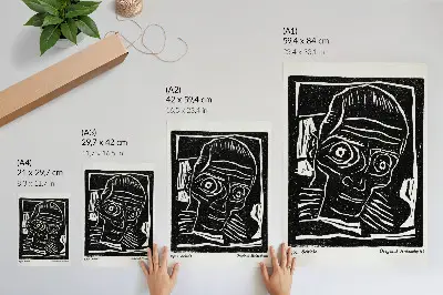 Plakátový obraz Die Aktion, ročník 6, č. 39/40 abstraktní ilustrace hlavy od Egona Schieleho z roku 1916