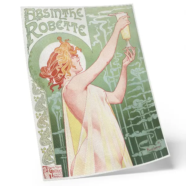 Plakát na zeď chromolitografie Absinthe Robette od Privata Livemonta z roku 1896