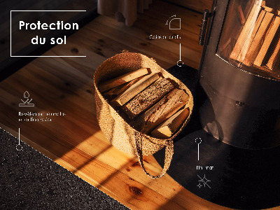 Čtvrtkruhová nehořlavá podložka pod kamna černá kovová