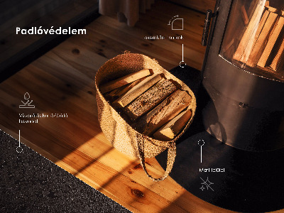 Čtvrtkruhová nehořlavá podložka pod kamna černá kovová