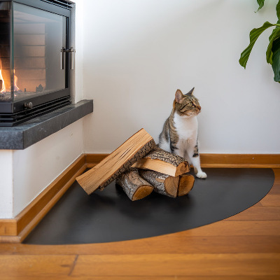 Čtvrtkruhová nehořlavá podložka pod kamna černá kovová