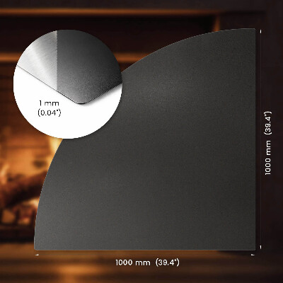 Čtvrtkruhová nehořlavá podložka pod kamna černá kovová