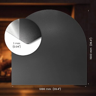 Půloválná podložka pod krb černá kovová