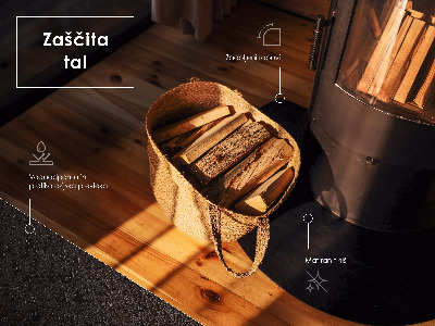 Obdélníková podložka před krb černá kovová