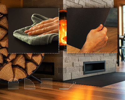 Obdélníková podložka před krb černá kovová