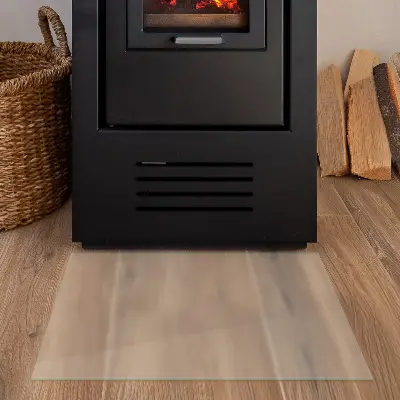  Skleněná podložka pod krbová kamna v poloprůsvitném obdélníkovém provedení