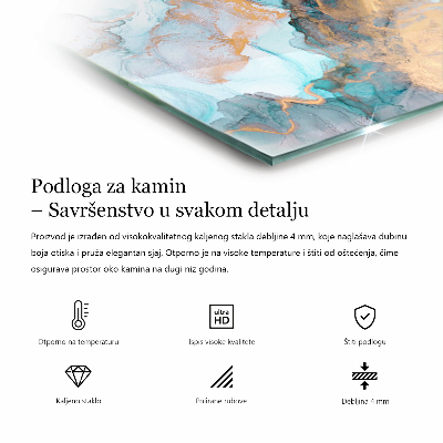 Sklo pod krbová kamna obdélníkové Listy v jemných vzorech