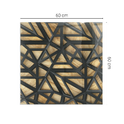 Sklo pod krbová kamna obdélníkové Geometrie se dřevem