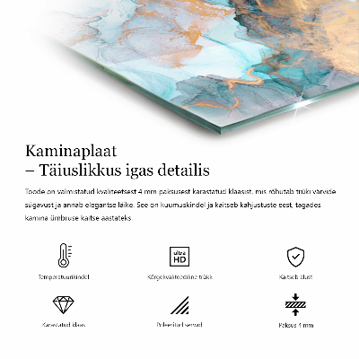 Sklo pod krbová kamna obdélníkové Geometrie se dřevem