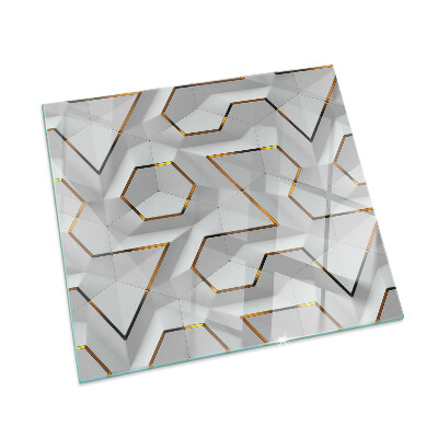 Sklo před krb obdélníkové Geometrický 3D vzor