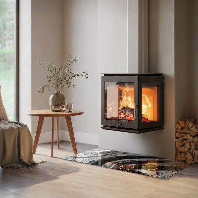 Sklo pod krbová kamna obdélníkové Abstraktní vlny a čáry