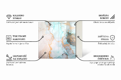 Sklo pod kamna šestiúhelníkové Mramorová textura v elegantním stylu