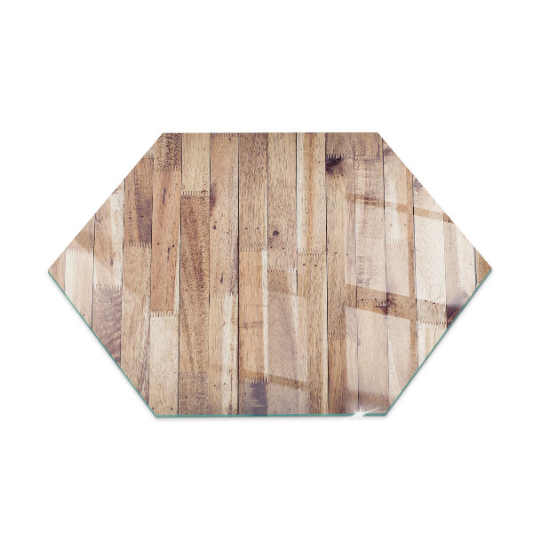 Sklo pod kamna šestiúhelníkové Dřevěný vzor v geometrickém uspořádání