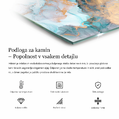 Sklo před krb šestiúhelníkové Stylový rostlinný motiv