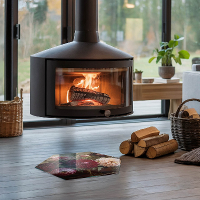 Sklo před krbovou vložku šestiúhelníkové Květinový detail v plném květu