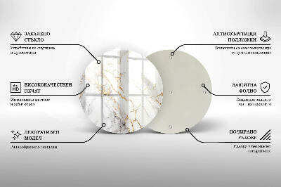 Podložka pod svíčku kulatá Světlý mramor se zlatem