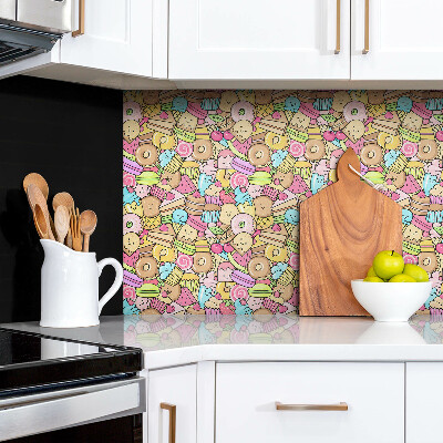 Obkladový panel do interiéru Barevné kreslené sladkosti