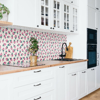 Nástěnný panel do kuchyně Růžové jahody