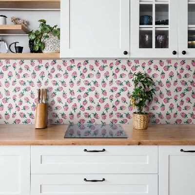 Nástěnný panel do kuchyně Růžové jahody