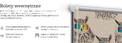 Okenní roleta s motivem sov v barevných brýlích