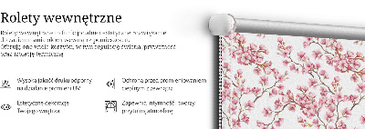 Látková roleta růžové okvětní lístky pupenů na stromě