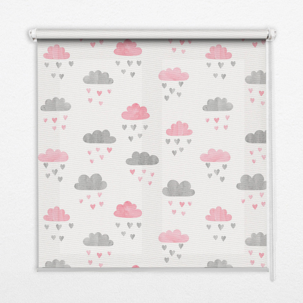 Okenní roleta vnitřní v růžových a šedých mracích