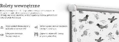 Okenní roleta vnitřní s kresbou ptáků a listů