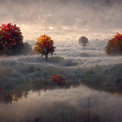 Okenní roleta se vzorem Stromy v mlze