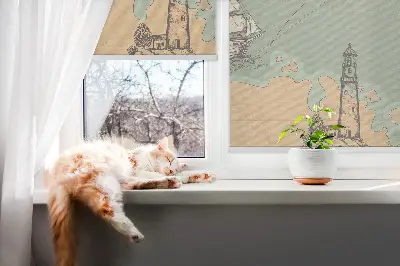 Zatemňovací roleta na okno s motivem mapy oceánu