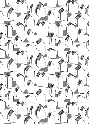 Látková roleta na okno bílé domy